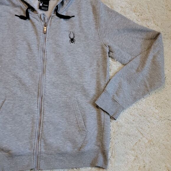 MEN'S SPYDER GRAY FULL ZIP LOGO HOODIE, SIZE MEDIUM - Picture 4 of 7